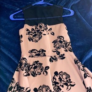 Pink dress with black roses